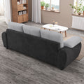 81.9 Large Size Three Seat Sofa,Modern Upholstered,Black Leather Paired With Light Gray Velvet Black Gray Velvet Wood Primary Living Space Medium Firm Modern Eucalyptus Polyurethane Foam Eucalyptus
