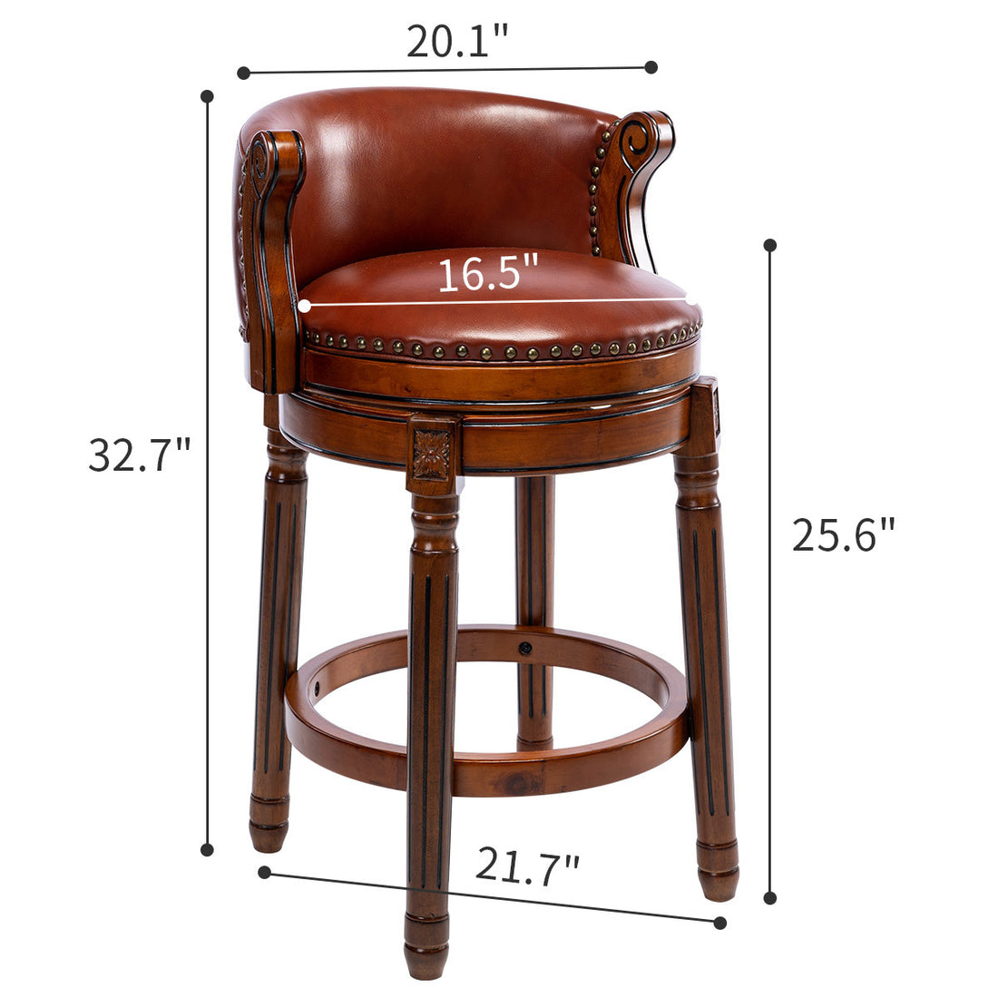Seat Height 26'' Cow Top Leather Wooden Bar