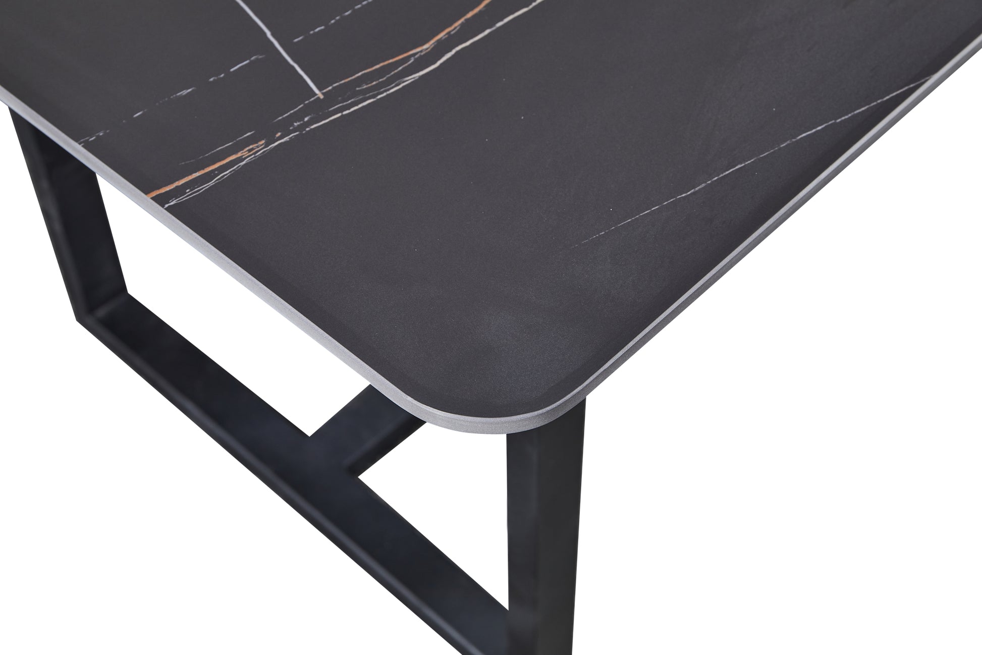 Carbon Steel Dining Table With Lauren Black Gold Stone Surface Supports Up To 71 Kg Black Gold Carbon Steel