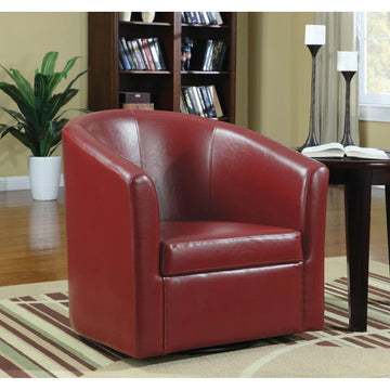 Red Swivel Armchair Red Primary Living Space Contemporary,Modern Foam Faux Leather