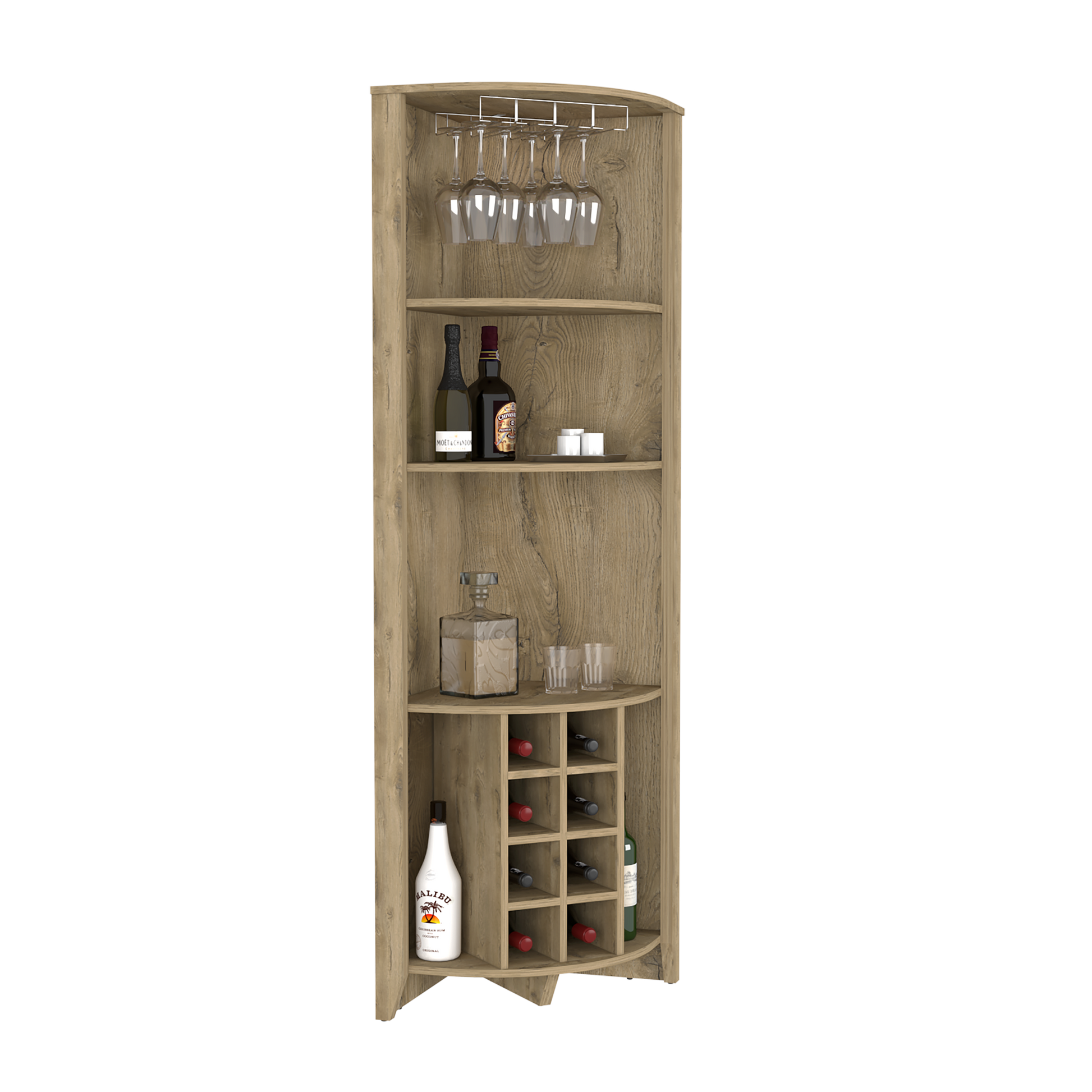 Corner Bar Cabinet Castle, Living Room, Aged Oak Beige Particle Board Particle Board