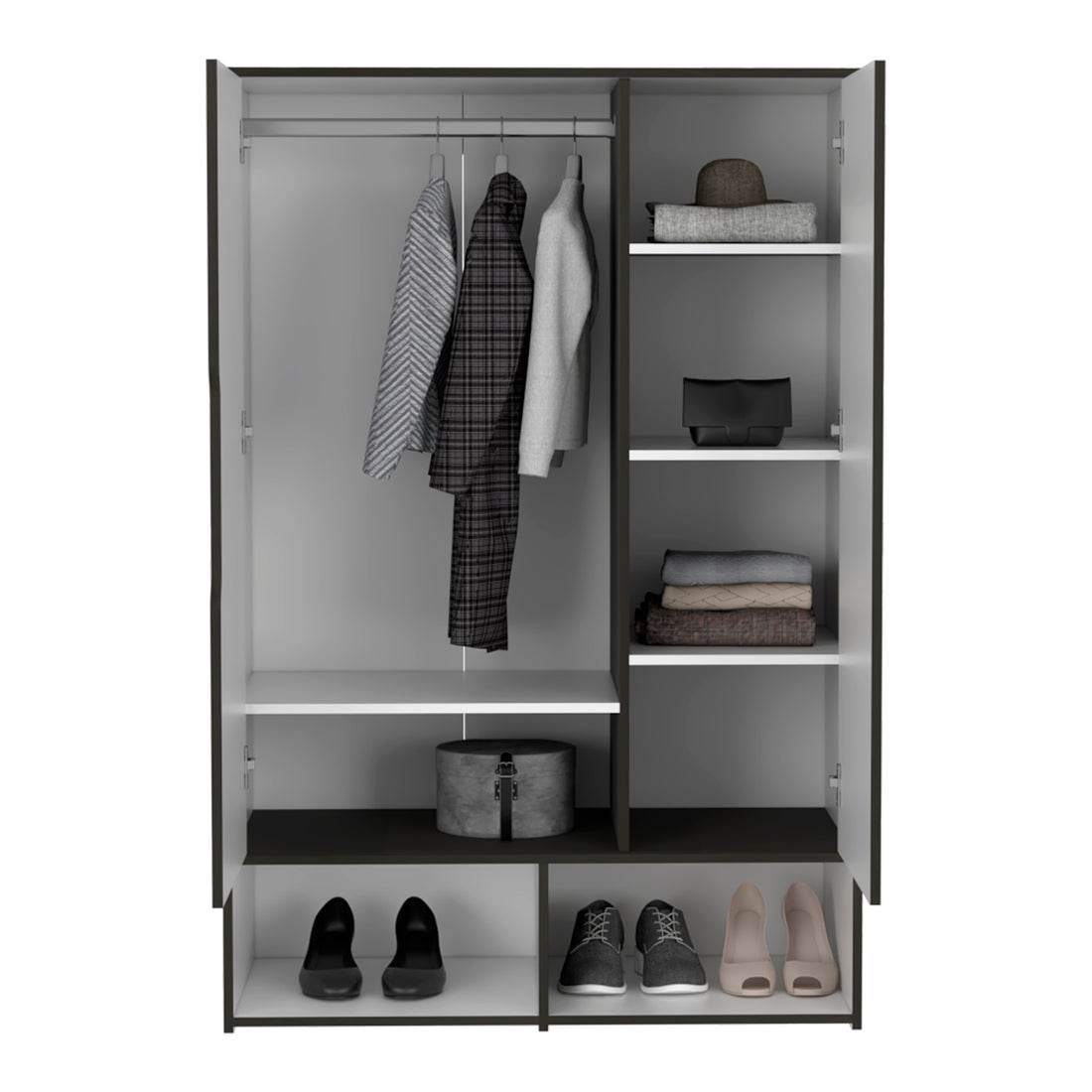 Armoire Barletta, Bedroom, Black White White Black Particle Board Particle Board