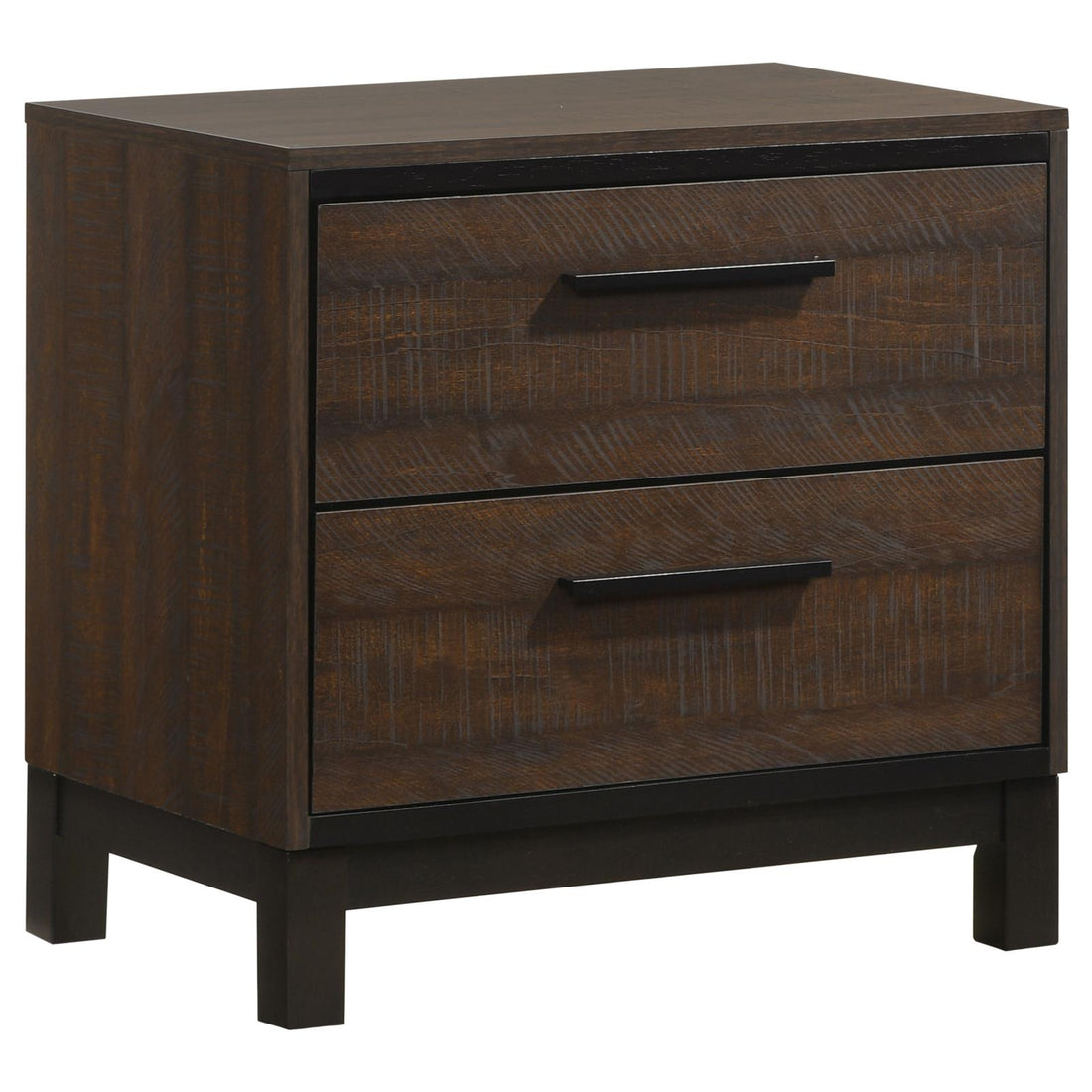 Rustic And Dark Bronze 2 Drawer Nightstand Brown Brown 2 Drawers Bedroom Drawer Storage Farmhouse,Rustic Rubberwood Drawers Wood