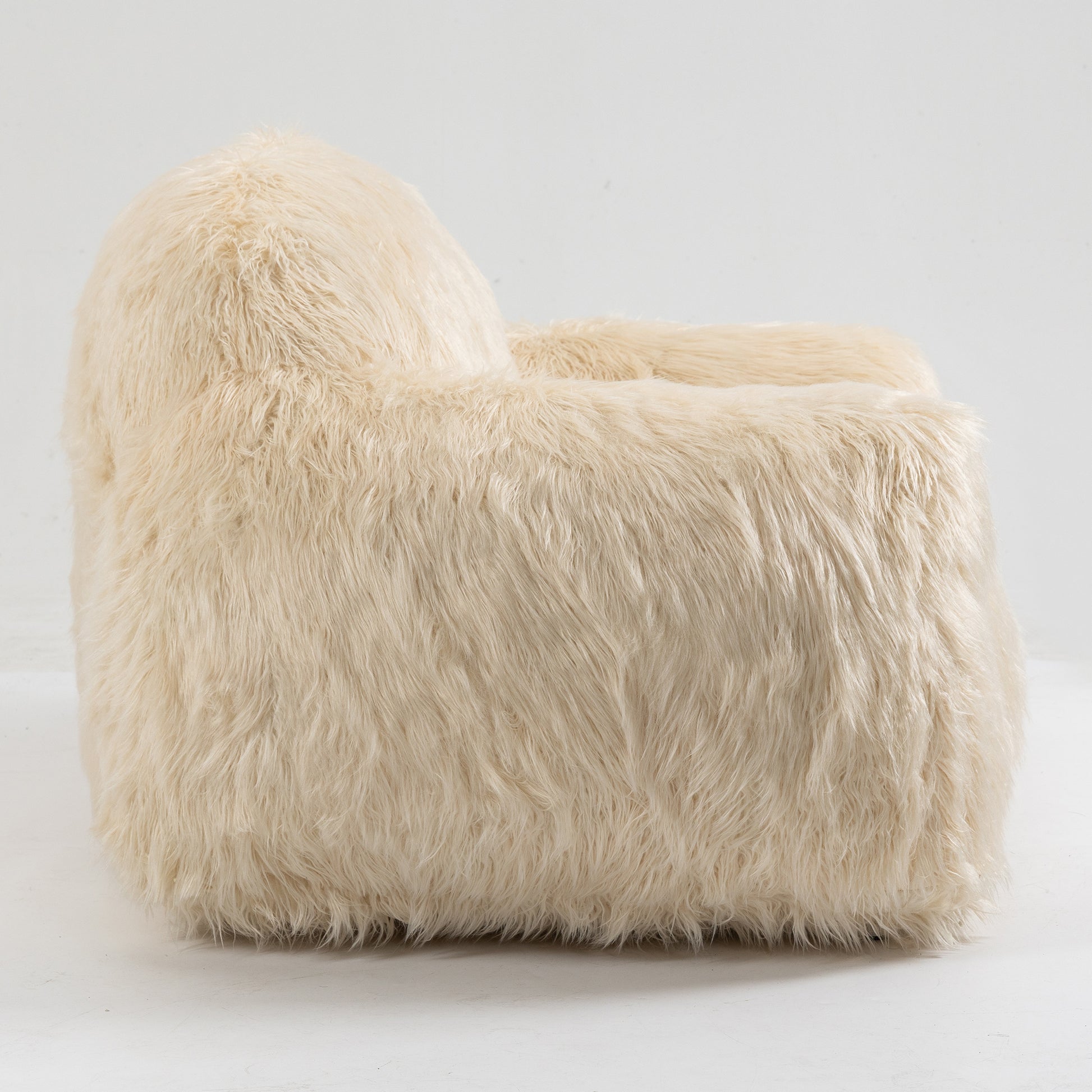 Bean Bag Chair Lazy Sofa Bean Bag Chair Adult, Teen High Density Foam Padded Modern Accent Chair Comfortable Living Room, Bedroom Chair Beige Faux Fur