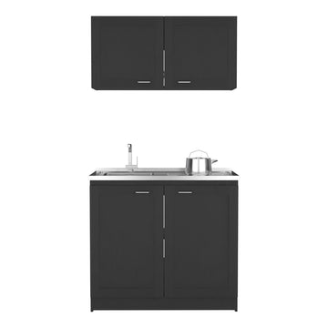 Cabinet Set Zeus, Garage, Black Black Particle Board Particle Board