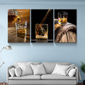 3 Panels Framed Canvas Whiskey Wall Art Decor,3 Pieces Mordern Canvas Painting Decoration Painting For Chrismas Gift, Office,Dining Room,Living Room, Bathroom, Bedroom Decor Ready To Hang Rectangle Framed Multicolor Oversized 41In Canvas Food&Beverage