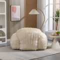 Bean Bag Chair Lazy Sofa Bean Bag Chair Adult, Teen High Density Foam Padded Modern Accent Chair Comfortable Living Room, Bedroom Chair Beige Faux Fur