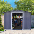 Outdoor Storage Shed 8 X 6 Ft Large Metal Tool Sheds, Heavy Duty Storage House With Sliding Doors With Air Vent For Backyard Patio Lawn To Store Bikes, Tools, Lawnmowers Dark Grey Dark Grey Rectangular None Garden & Outdoor Modern Year Round Use Anchored