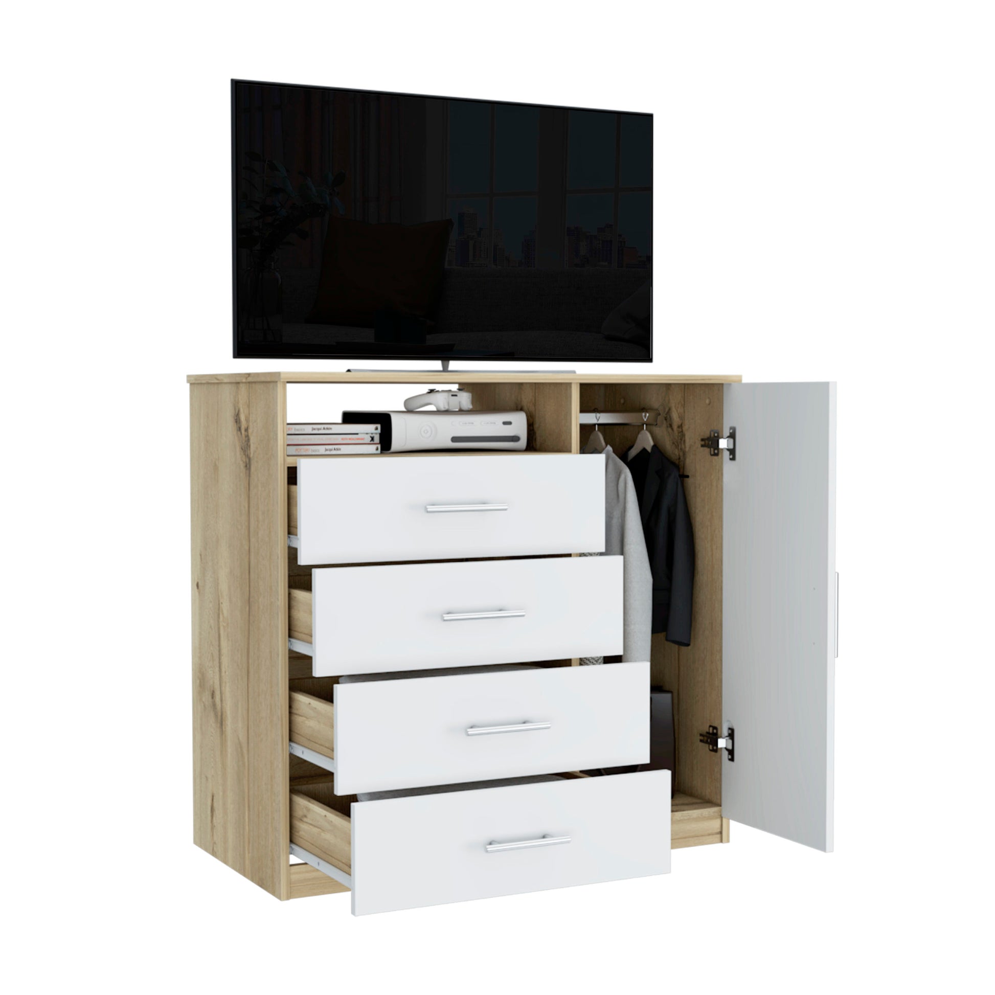 Dresser Beaufort, Bedroom, Light Oak White Light Oak Particle Board Particle Board