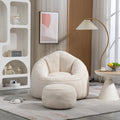 Bedding Bean Bag Sofa Chair High Pressure Foam Bean Bag Chair Adult Material With Padded Foam Padding Compressed Bean Bag With Footrest Beige Microfiber