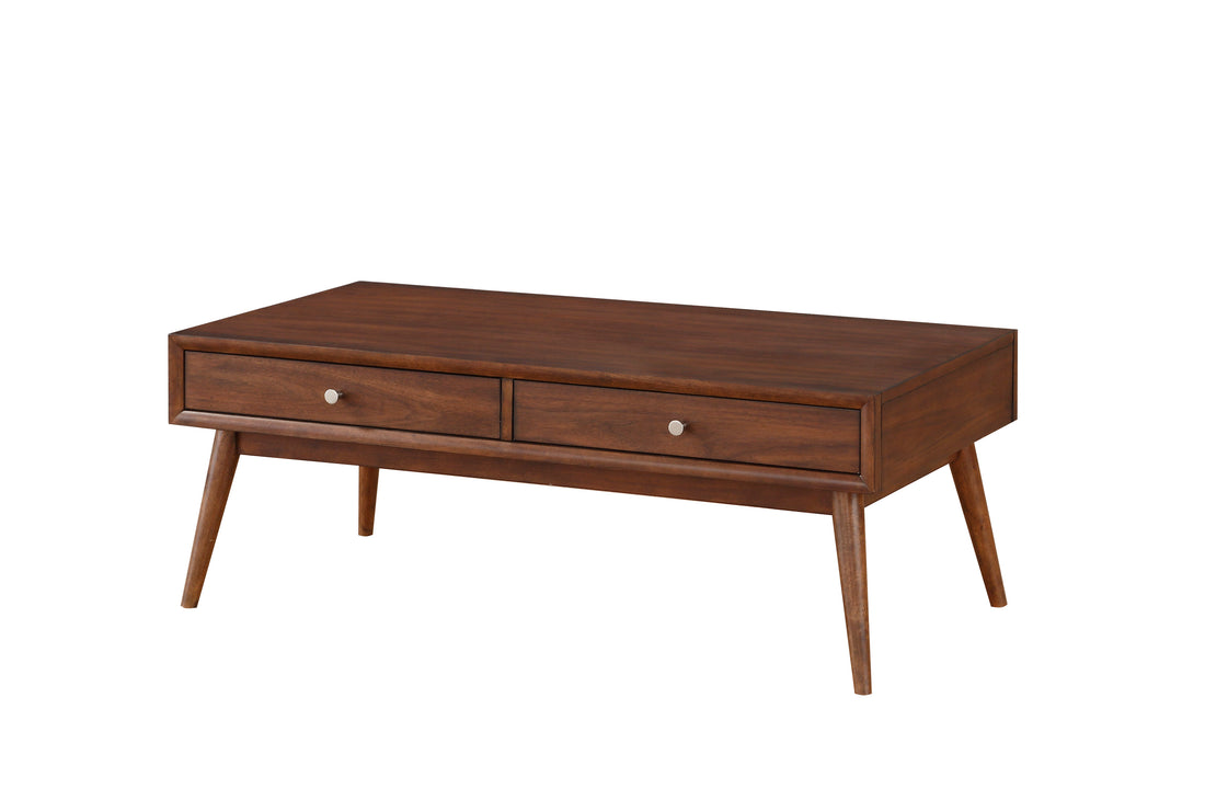 Retro Modern Style 1Pc Coffee Table With 2X Drawers Brown Finish Living Room Furniture Walnut Veneer Wooden Furniture Brown Brown Primary Living Space Modern,Retro Rectangular Drawers Coffee & End Tables Wood