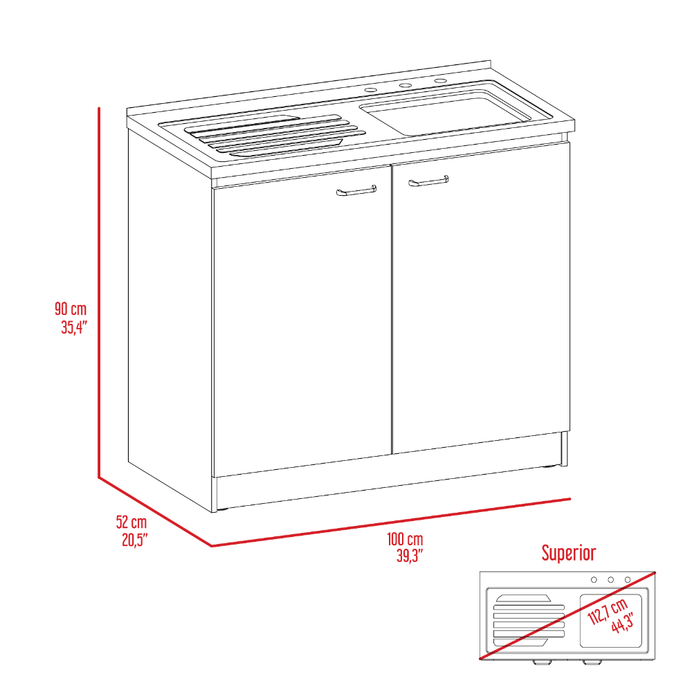 Utility Sink Vernal, Kitchen, White Smokey Oak Multicolor Particle Board Particle Board