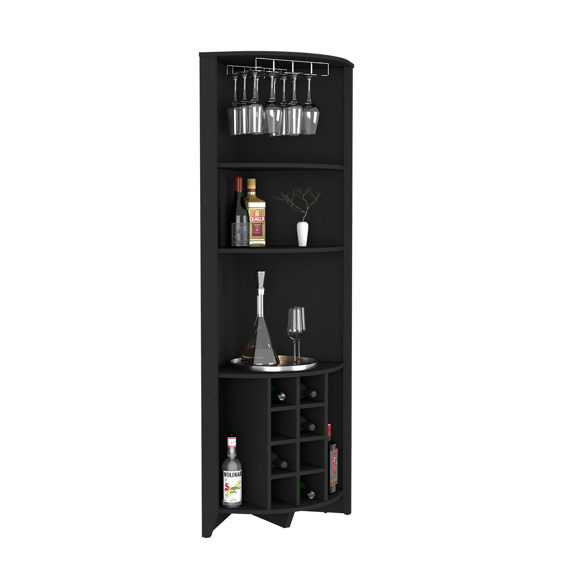 Corner Bar Cabinet Castle, Living Room, Black Black Particle Board Particle Board