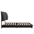 Queen Size Upholstered Platform Bed With Sensor Light And Ergonomic Design Backrests, Black Black Upholstered