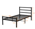 Twin Bed Frame With Headboard And Footboard, Bed Frame Platform With Storage Space, Heavy Duty Metal Bed No Box Spring Required, 11'' Under Bed Storage, Anti Slip, Noise Free, Black Black Bedroom Metal