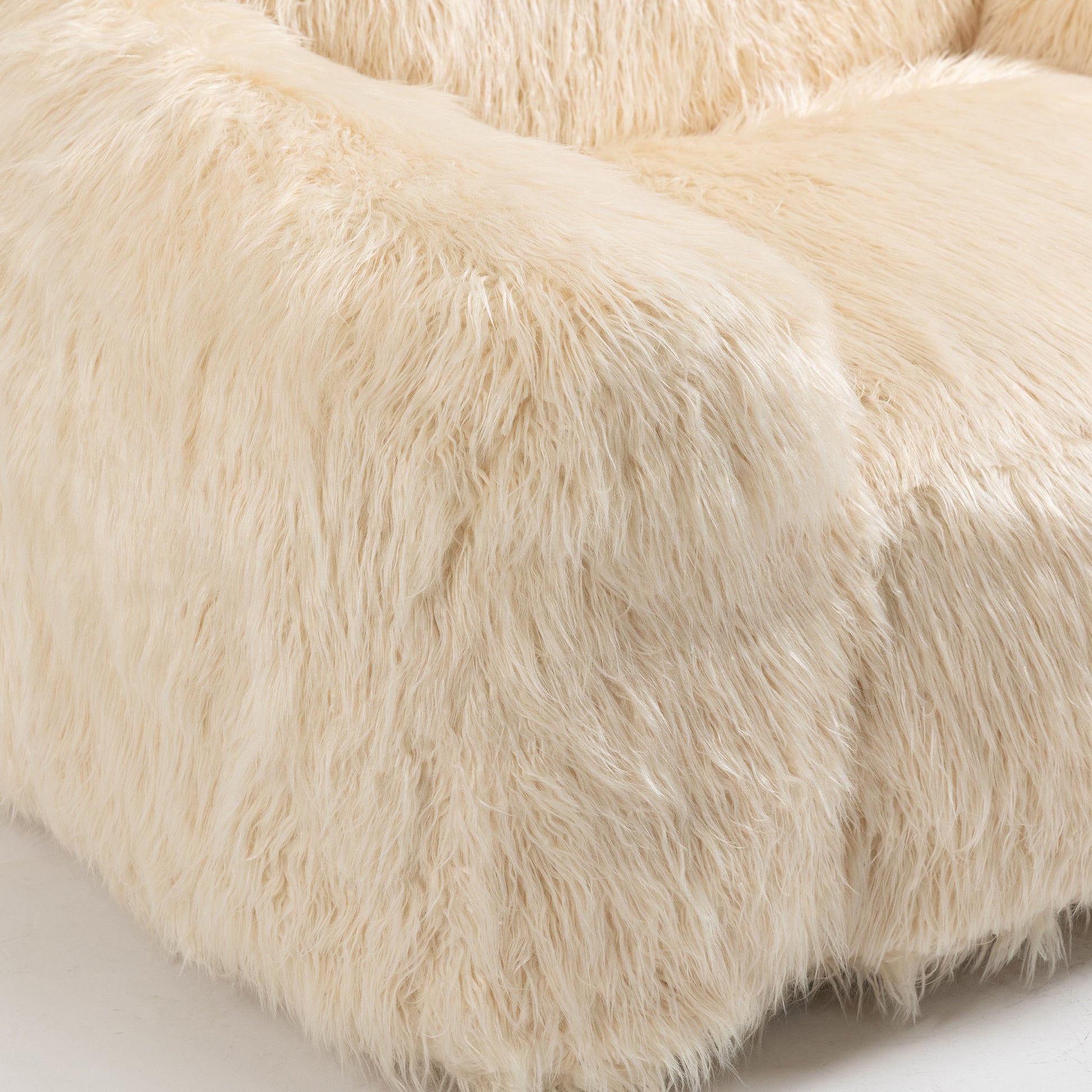 Bean Bag Chair Lazy Sofa Bean Bag Chair Adult, Teen High Density Foam Padded Modern Accent Chair Comfortable Living Room, Bedroom Chair Beige Faux Fur