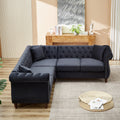 83.5 Inch Oversized Corner Sofa, L Shaped Sectional Couch,5 Seater Corner Sofas With 3 Pillows For Living Room, Bedroom, Apartment, Office Black Foam Velvet