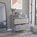 Double Drawer Dresser Arabi, Bedroom, Light Gray White Light Gray Particle Board Particle Board