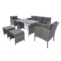 6 Piece Patio Wicker Sectional Set Patio Backyard Conversation Set Grey Wicker Dark Grey Cushion Yes Complete Patio Set Grey Rust Resistant Frame Mildew Resistant Cushion Garden & Outdoor Classic,Modern Multiple Chairs Seating Group Fiber Foam Pads