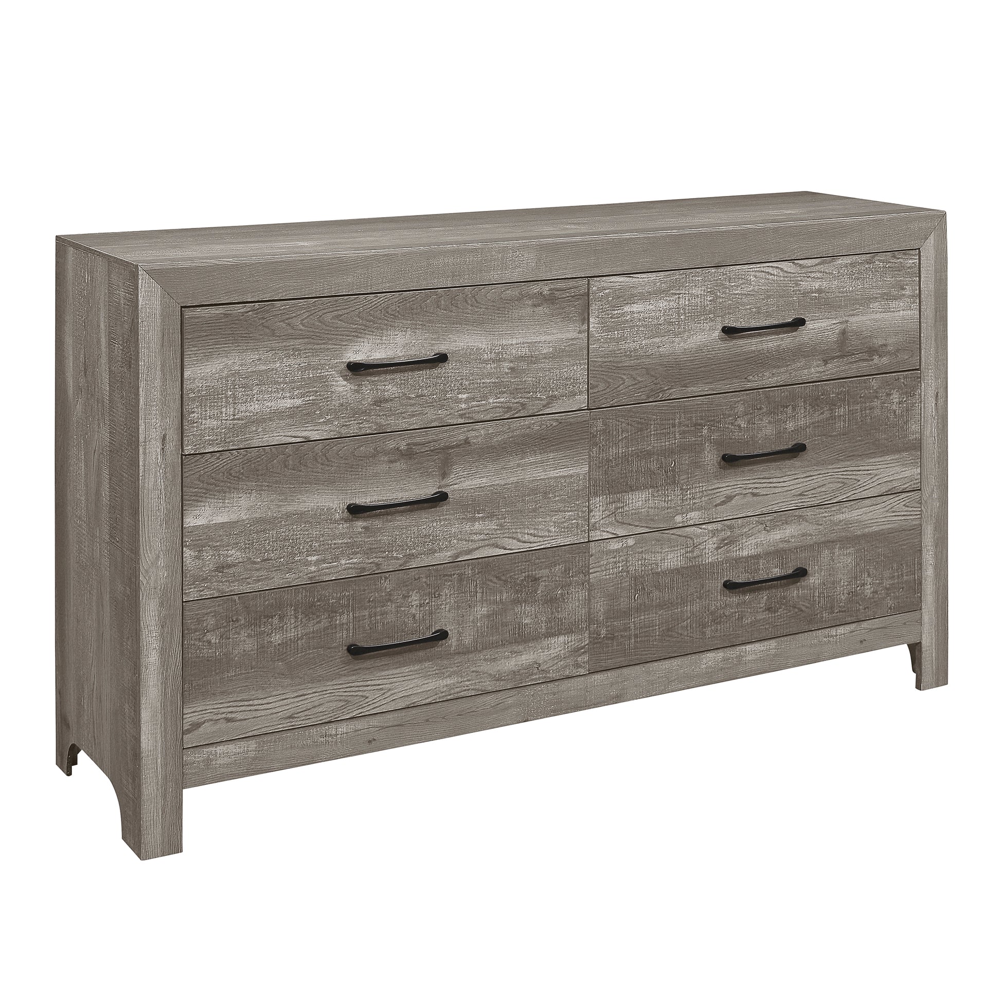 Modern Rustic Style Gray Finish 1Pc Dresser Of 6X Drawers Bedroom Wooden Furniture Gray Bedroom Rustic,Transitional Wood