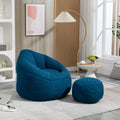 Bedding Bean Bag Sofa Chair High Pressure Foam Bean Bag Chair Adult Material With Padded Foam Padding Compressed Bean Bag With Footrest Blue Microfiber