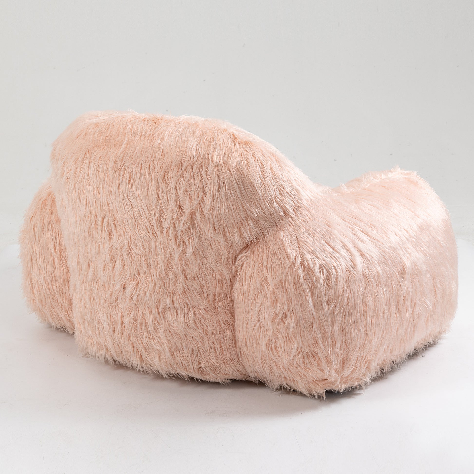 Bean Bag Chair Lazy Long Hair Sofa Bean Bag Chair Adult, Teen High Density Foam Filled Modern Focus Chair Comfortable Living Room, Bedroom Chair Pink Faux Fur