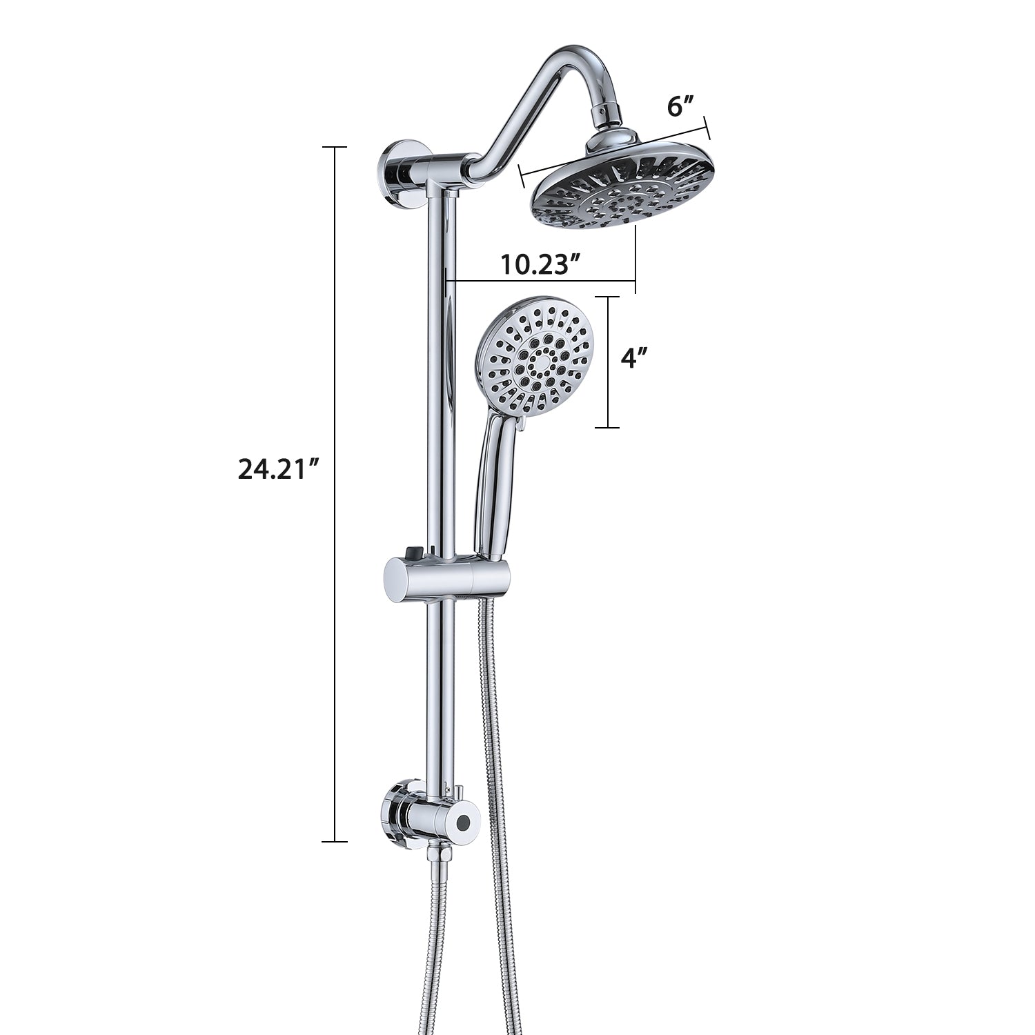 6" Rain Shower Head With Handheld Shower Head Bathroom Rain Shower System Chrome Stainless Steel