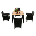 5 Piece Outdoor Patio Wicker Dining Set Patio Wicker Furniture Dining Set W Acacia Wood Top Black Wicker Creme Cushion Yes Dining Set Black Cream Rust Resistant Frame Mildew Resistant Cushion Garden & Outdoor Modern Multiple Chairs Seating Group Fiber