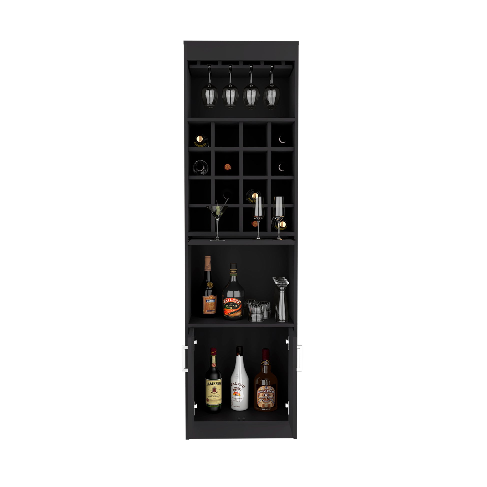 Bar Cabinet Atanasio, Living Room, Black Black Particle Board Particle Board