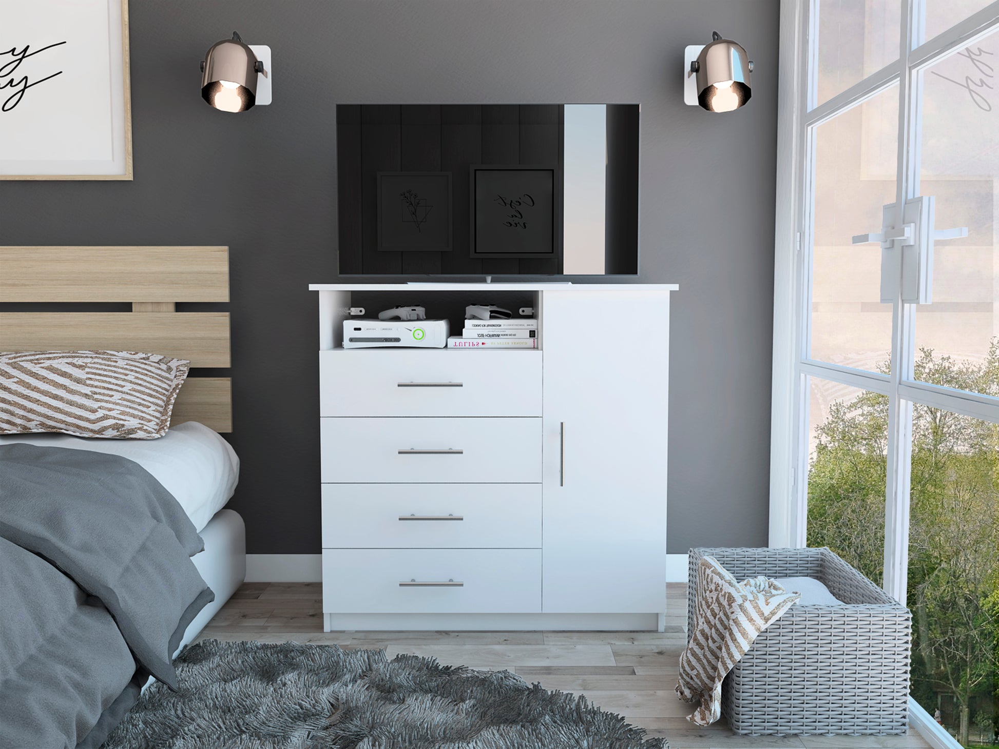 Dresser Beaufort, Bedroom, White White Particle Board Particle Board