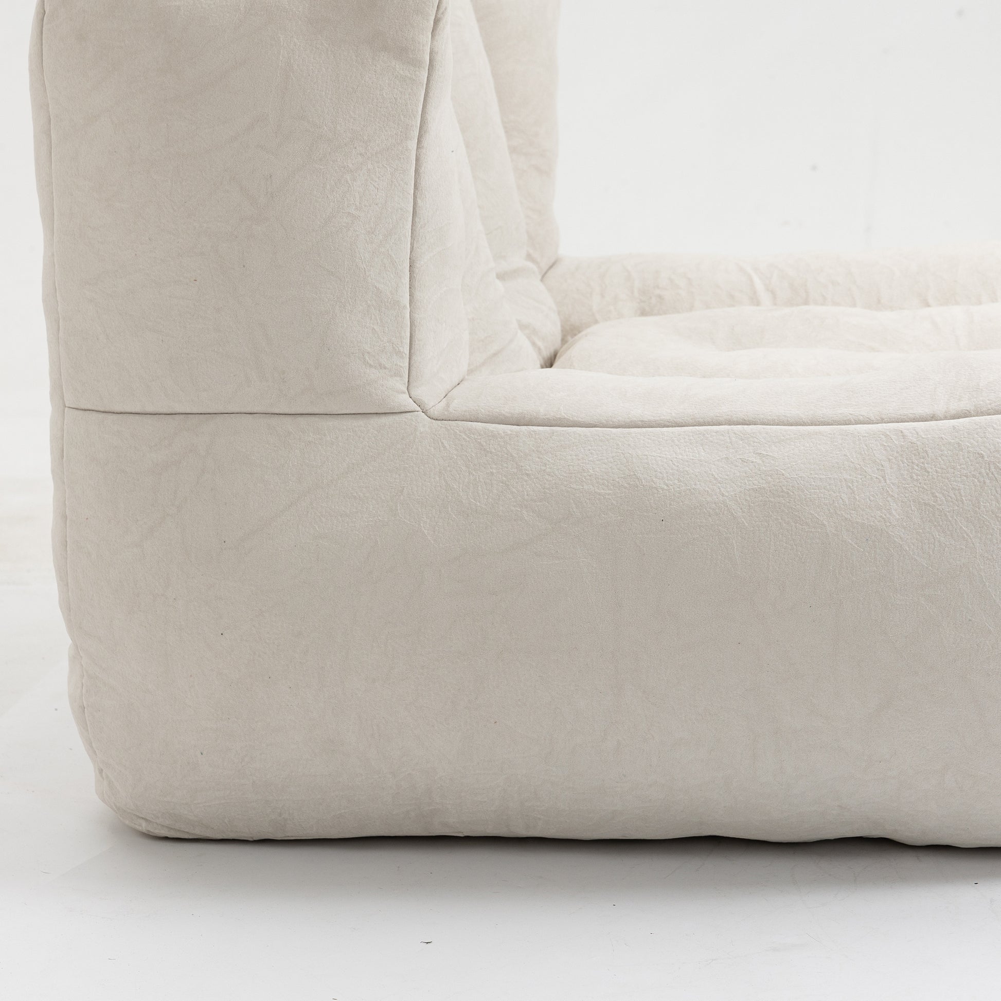 Fluffy Bean Bag Chair, Comfortable Bean Bag For Adults And Children, Super Soft Lazy Sofa Chair With Memory Foam And Ottoman, Indoor Modern Focus Bean Bag Chair For Living Room, Bedroom, Apartment White Velvet