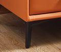 Modern Nightstand With 2 Drawers, Night Stand With Pu Leather And Hardware Legs, End Table, Bedside Cabinet For Living Room Bedroom Orange Orange Pu