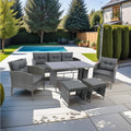 6 Piece Patio Wicker Sectional Set Patio Backyard Conversation Set Grey Wicker Dark Grey Cushion Yes Complete Patio Set Grey Rust Resistant Frame Mildew Resistant Cushion Garden & Outdoor Classic,Modern Multiple Chairs Seating Group Fiber Foam Pads