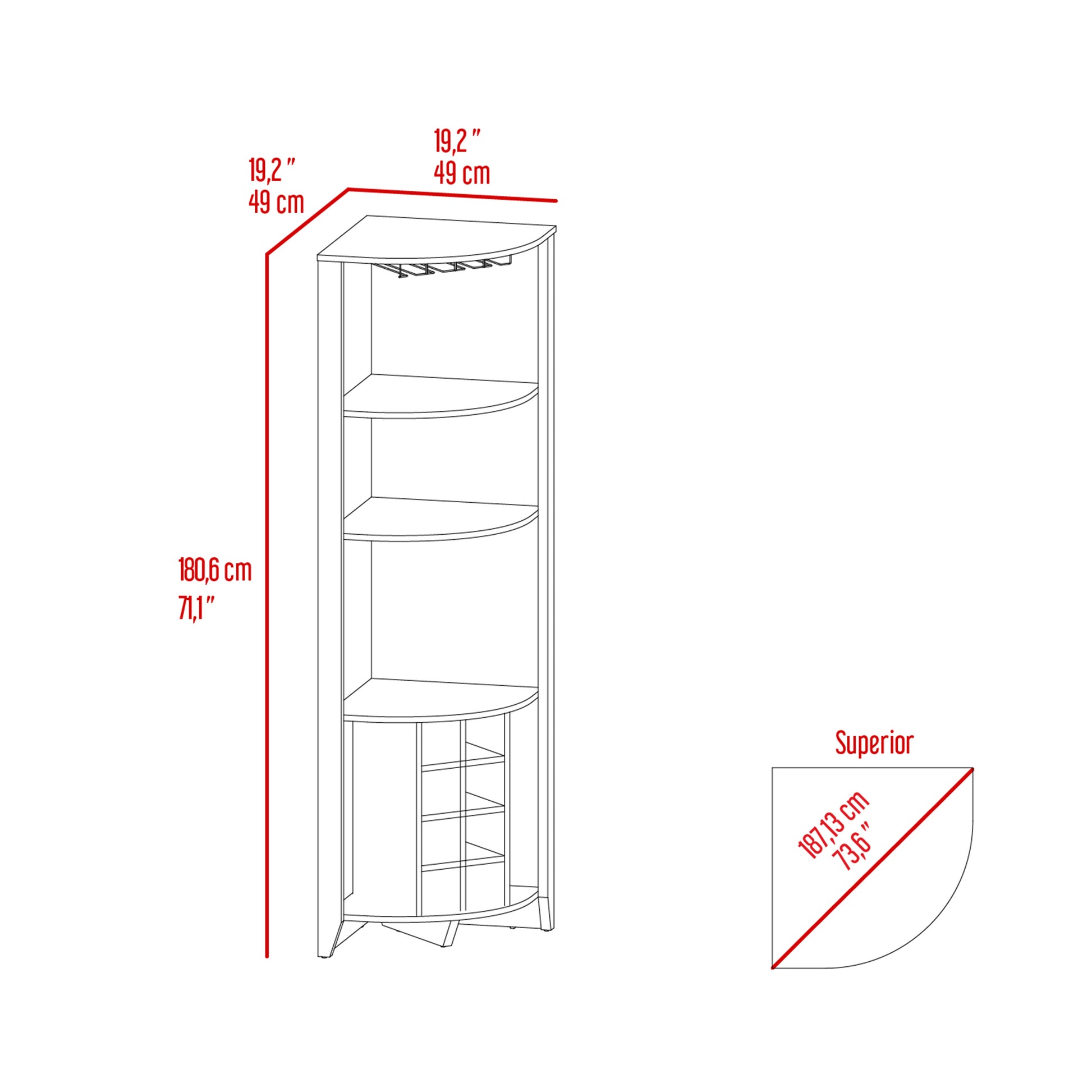 Corner Bar Cabinet Castle, Living Room, Black Black Particle Board Particle Board