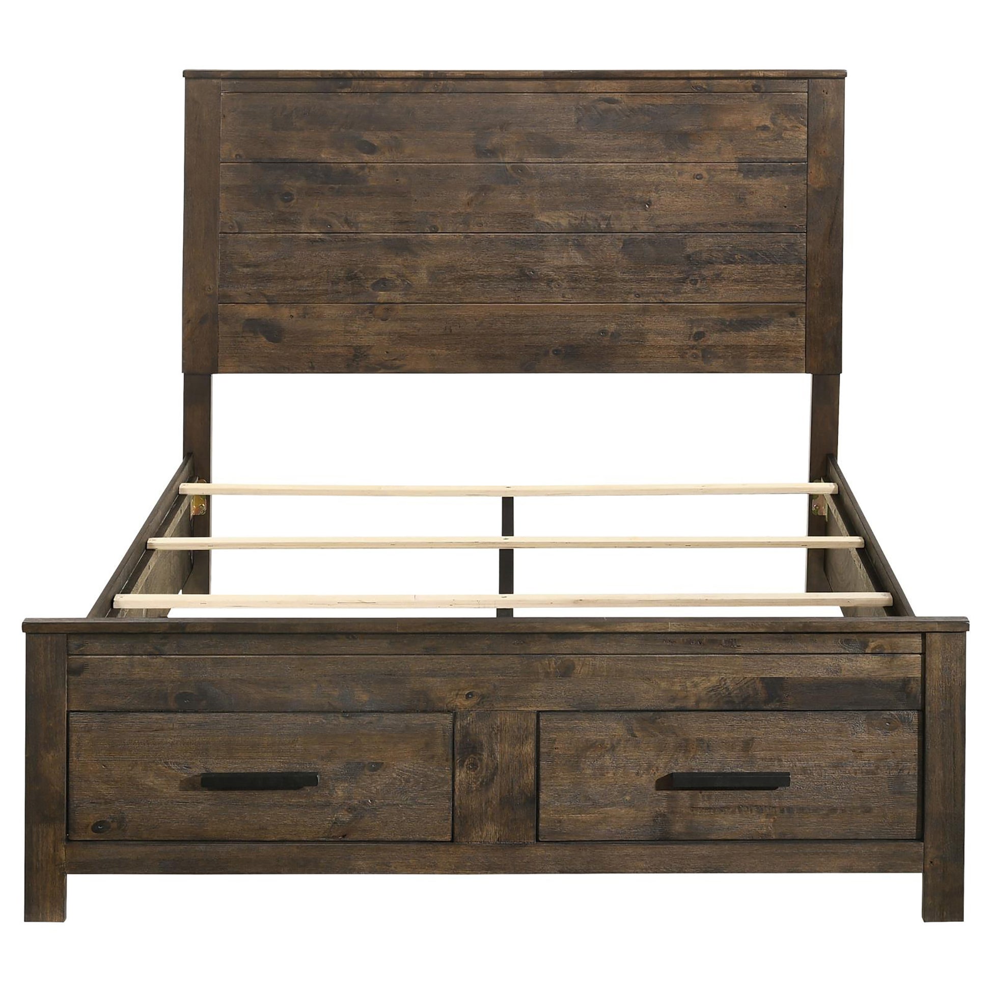 Rustic Golden Brown Queen Storage Bed Box Spring Not Required Queen Brown Wood Brown Bedroom Farmhouse,Rustic Rubberwood Storage Included Wood