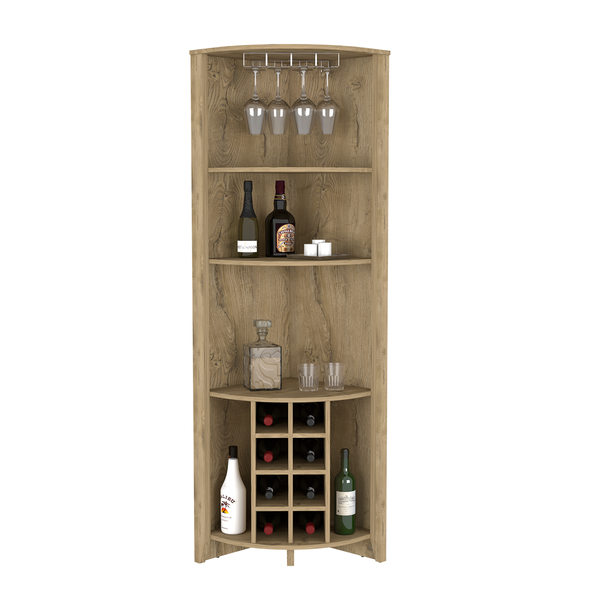 Corner Bar Cabinet Castle, Living Room, Aged Oak Beige Particle Board Particle Board