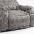 Bean Bag Chair Lazy Long Hair Sofa Bean Bag Chair Adult, Teen High Density Foam Filled Modern Focus Chair Comfortable Living Room, Bedroom Chair Grey Faux Fur