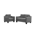 3 Piece Living Room Set With Tufted Cushions. Gray Linen