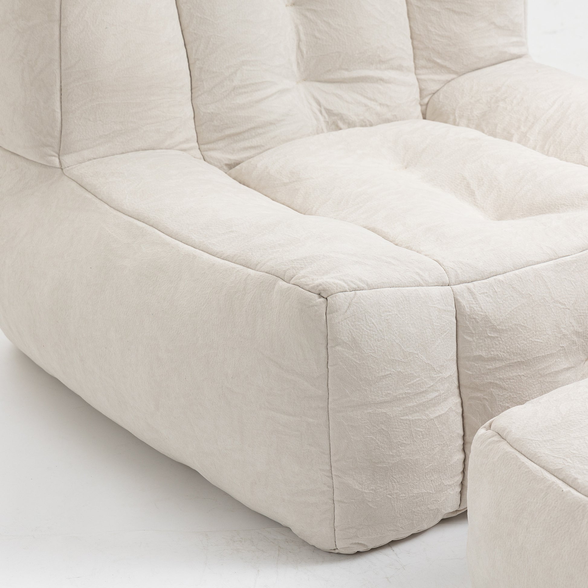 Fluffy Bean Bag Chair, Comfortable Bean Bag For Adults And Children, Super Soft Lazy Sofa Chair With Memory Foam And Ottoman, Indoor Modern Focus Bean Bag Chair For Living Room, Bedroom, Apartment White Velvet