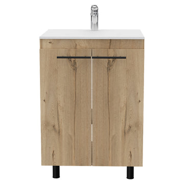 Floor Cabinet Oxnard, Bathroom, Light Oak Light Oak Particle Board Particle Board