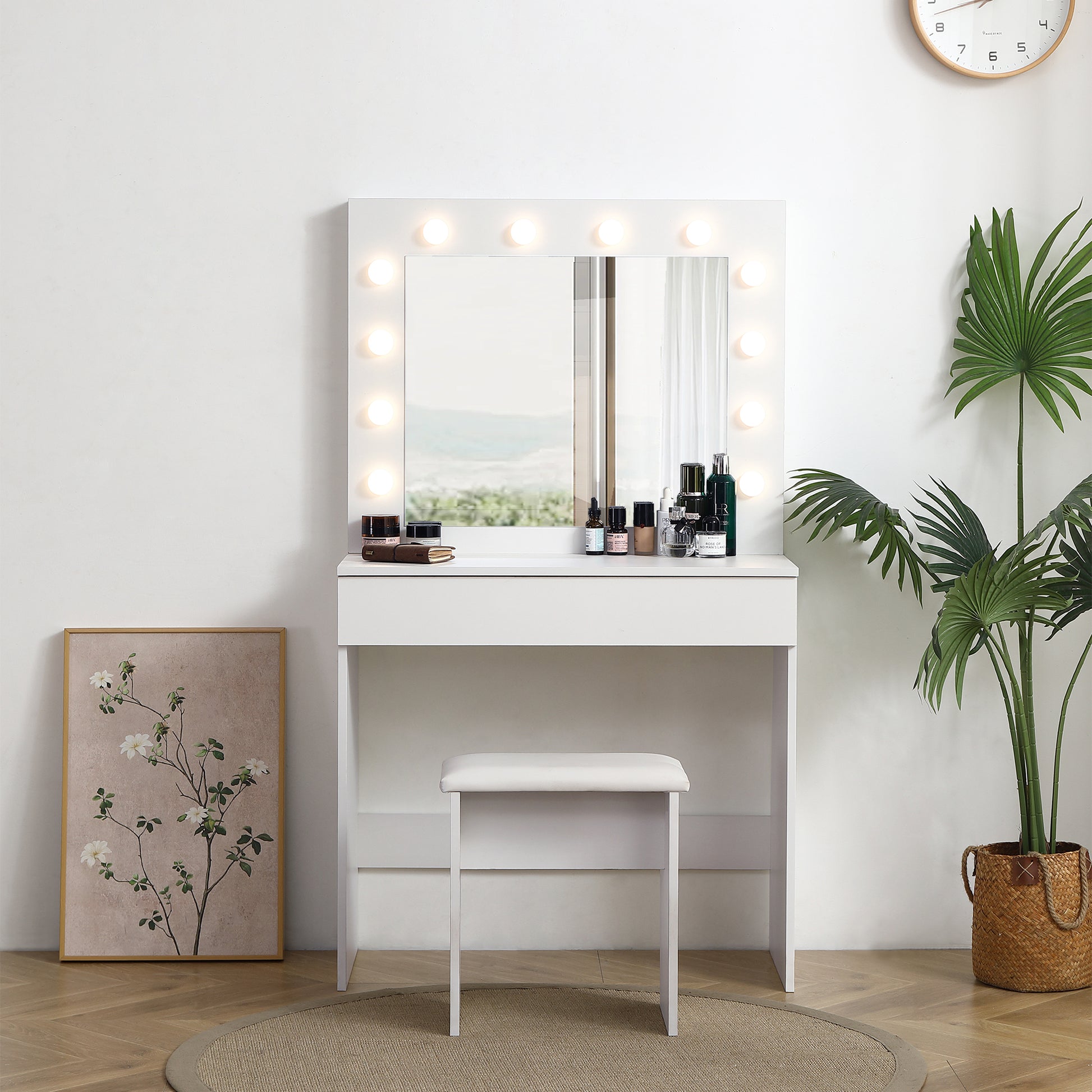 Vanity Table With Large Lighted Mirror, Makeup Vanity Dressing Table W Vanity Table With Large Lighted Mirror, Makeup Vanity Dressing Table W