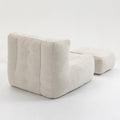 Fluffy Bean Bag Chair, Comfortable Bean Bag For Adults And Children, Super Soft Lazy Sofa Chair With Memory Foam And Ottoman, Indoor Modern Focus Bean Bag Chair For Living Room, Bedroom, Apartment White Velvet