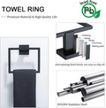 5 Pc Bathroom Accessory Set In Matte Black Towel Bar Toilet Paper Holder Hook Towel Ring Matte Black Stainless Steel