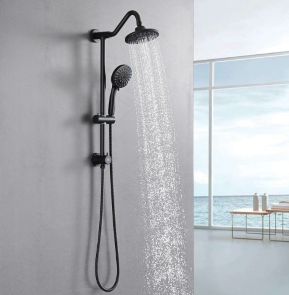 6" Matte Black Rain Shower Head With Handheld Shower Head Bathroom Rain Shower System Matte Black Stainless Steel