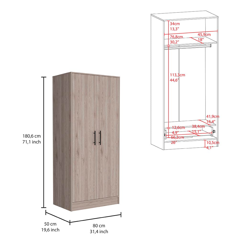 180 Armoire Beery, Bedroom, Light Gray Light Gray Particle Board Particle Board