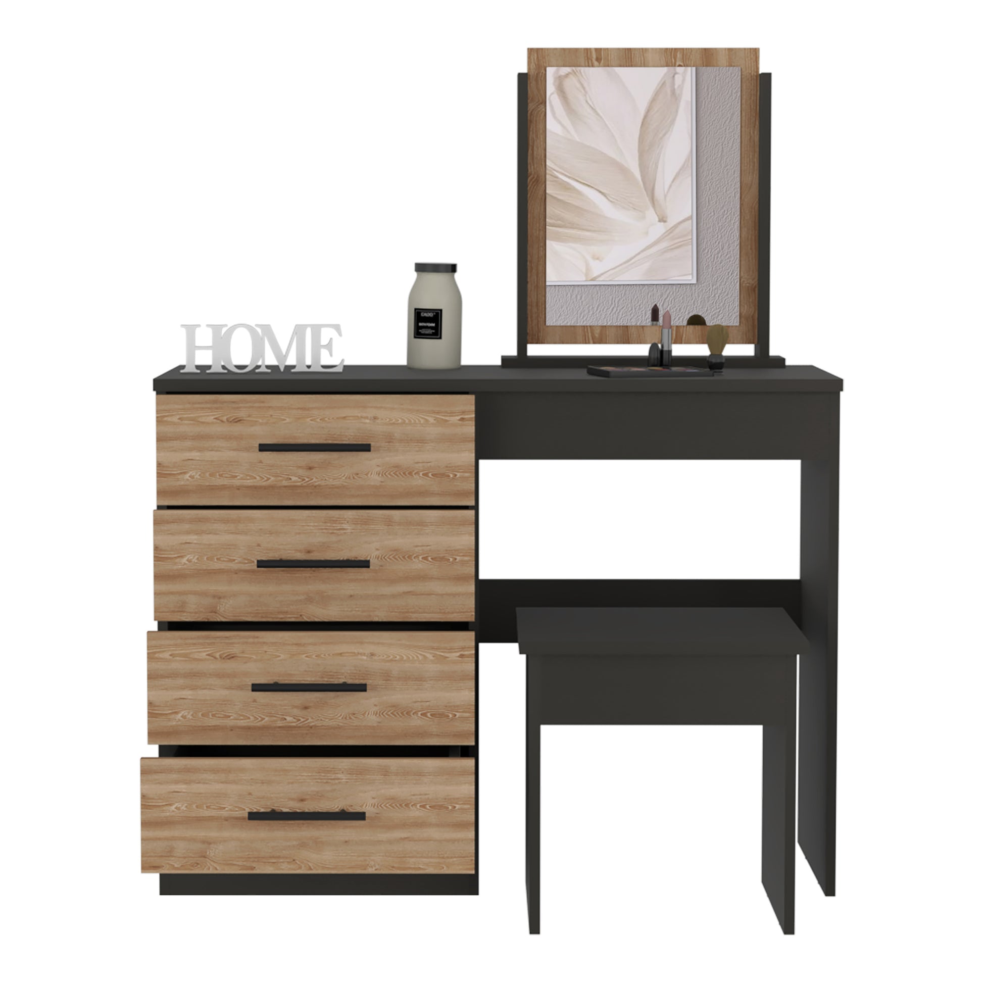 Makeup Dressing Table Roxx, Bedroom, Black Pine Multicolor Particle Board Particle Board