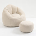 Bedding Bean Bag Sofa Chair High Pressure Foam Bean Bag Chair Adult Material With Padded Foam Padding Compressed Bean Bag With Footrest Beige Microfiber