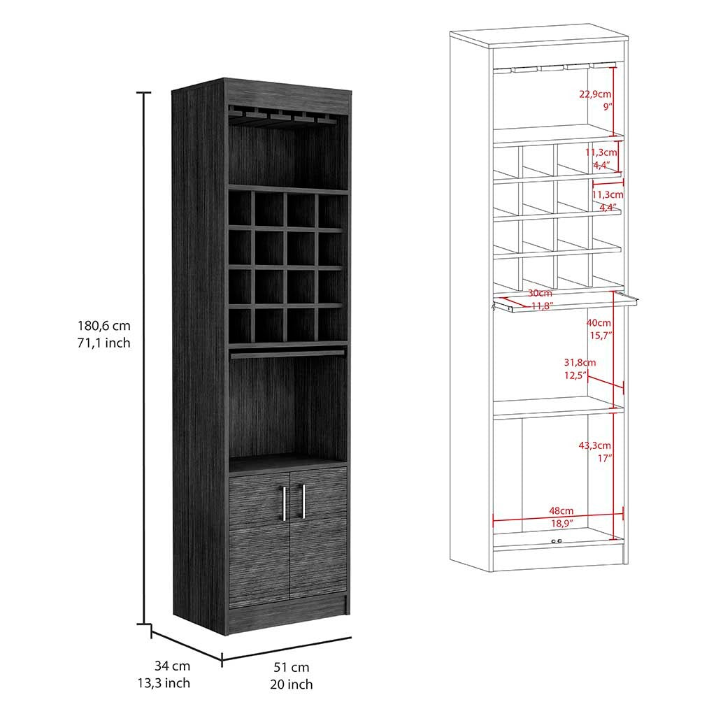 Bar Cabinet Modoc, Living Room, Smokey Oak Gray Particle Board Particle Board