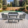 6 Piece Patio Wicker Sectional Set Patio Backyard Conversation Set Grey Wicker Dark Grey Cushion Yes Complete Patio Set Grey Rust Resistant Frame Mildew Resistant Cushion Garden & Outdoor Classic,Modern Multiple Chairs Seating Group Fiber Foam Pads