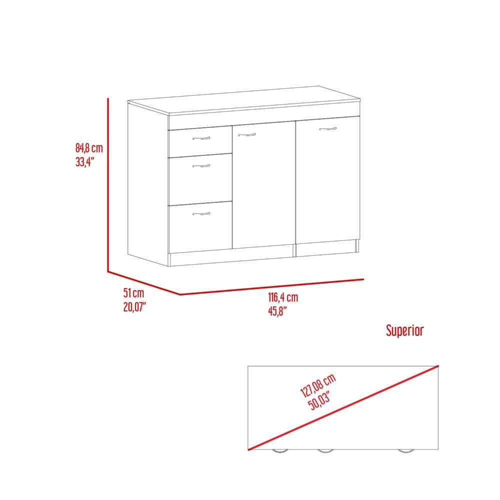 Kitchen Island Metask, Kitchen, White Dark Walnut Multicolor Particle Board Particle Board